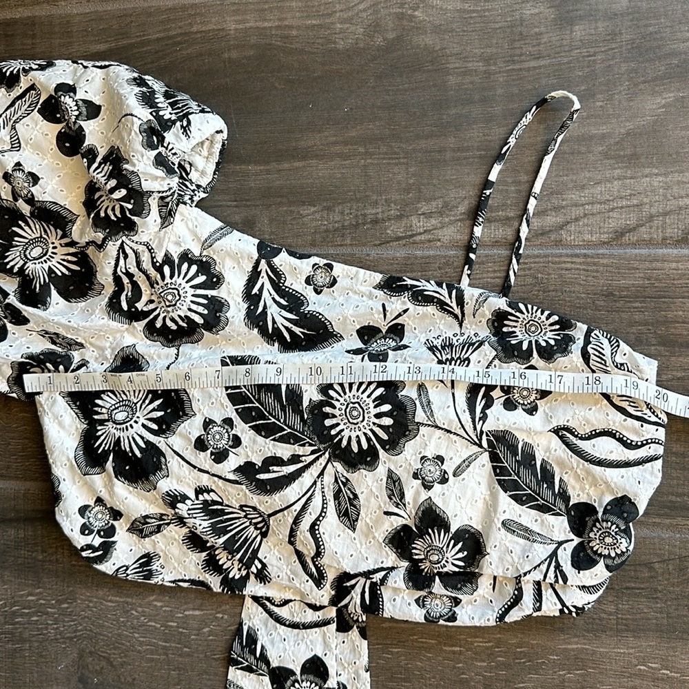 Anthropologie Maeve One-Shoulder Floral Eyelet Top - Picture 7 of 11